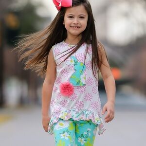 Ann Loren girl’s asymmetric Easter bunny tunic top size 6